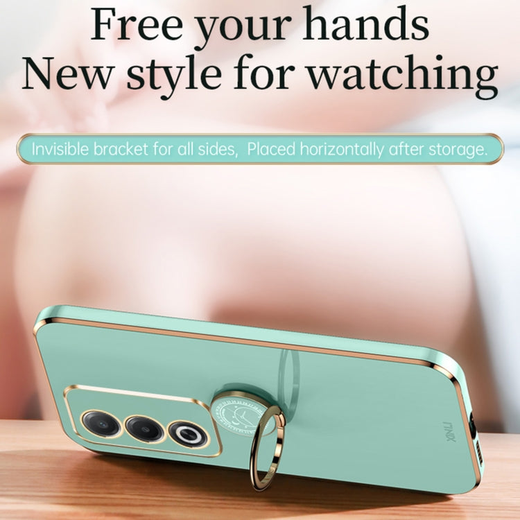 XINLI Straight Edge 6D Electroplate TPU Phone Case with Ring Holder, For OPPO A3 Pro India, For OPPO A60 4G, For OPPO K12