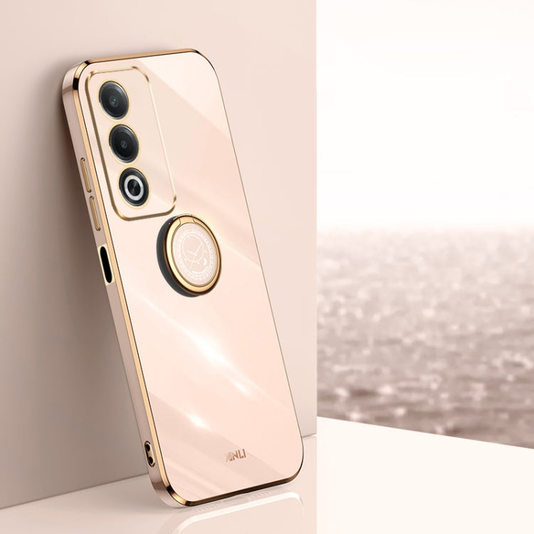 XINLI Straight Edge 6D Electroplate TPU Phone Case with Ring Holder, For OPPO A3 Pro India, For OPPO A60 4G, For OPPO K12