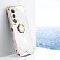 XINLI Straight Edge 6D Electroplate TPU Phone Case with Ring Holder, For OPPO A3 Pro India, For OPPO A60 4G, For OPPO K12
