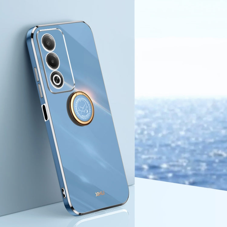 XINLI Straight Edge 6D Electroplate TPU Phone Case with Ring Holder, For OPPO A3 Pro India, For OPPO A60 4G, For OPPO K12