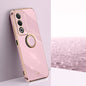 XINLI Straight Edge 6D Electroplate TPU Phone Case with Ring Holder, For OPPO A3 Pro India, For OPPO A60 4G, For OPPO K12