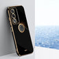 XINLI Straight Edge 6D Electroplate TPU Phone Case with Ring Holder, For OPPO A3 Pro India, For OPPO A60 4G, For OPPO K12