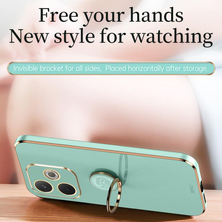 XINLI Straight Edge 6D Electroplate TPU Phone Case with Ring Holder, For OPPO A5 Pro 5G Global, For OPPO Reno13 F 5G Global, For OPPO A3 5G India