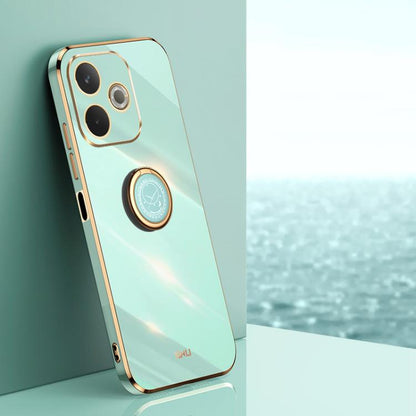 XINLI Straight Edge 6D Electroplate TPU Phone Case with Ring Holder, For OPPO A5 Pro 5G Global, For OPPO Reno13 F 5G Global, For OPPO A3 5G India