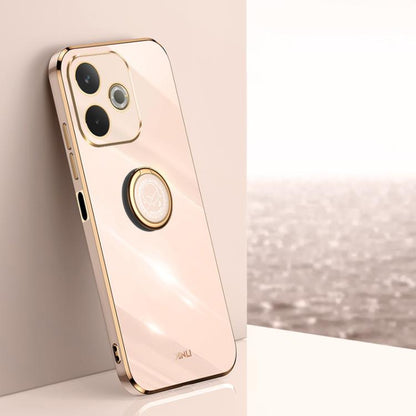XINLI Straight Edge 6D Electroplate TPU Phone Case with Ring Holder, For OPPO A5 Pro 5G Global, For OPPO Reno13 F 5G Global, For OPPO A3 5G India