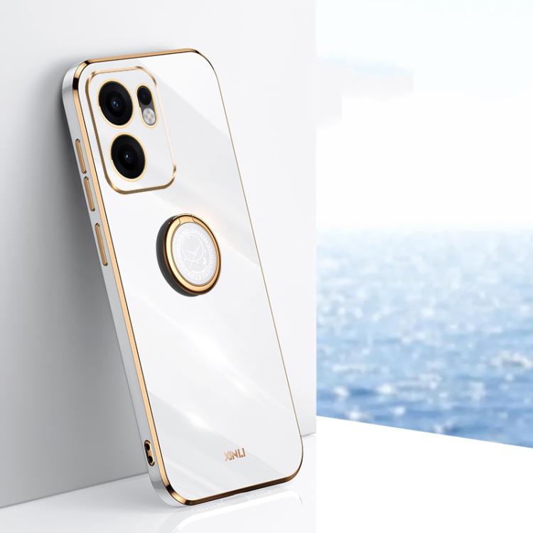 XINLI Straight Edge 6D Electroplate TPU Phone Case with Ring Holder, For OPPO A5 Pro 5G Global, For OPPO Reno13 F 5G Global, For OPPO A3 5G India