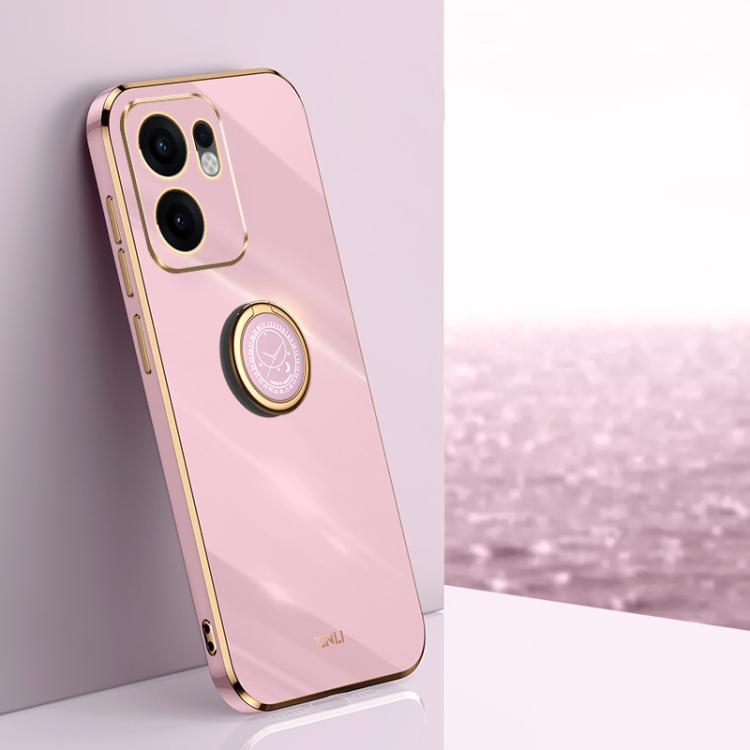 XINLI Straight Edge 6D Electroplate TPU Phone Case with Ring Holder, For OPPO A5 Pro 5G Global, For OPPO Reno13 F 5G Global, For OPPO A3 5G India