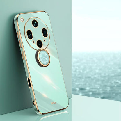 XINLI Straight Edge 6D Electroplate TPU Phone Case with Ring Holder