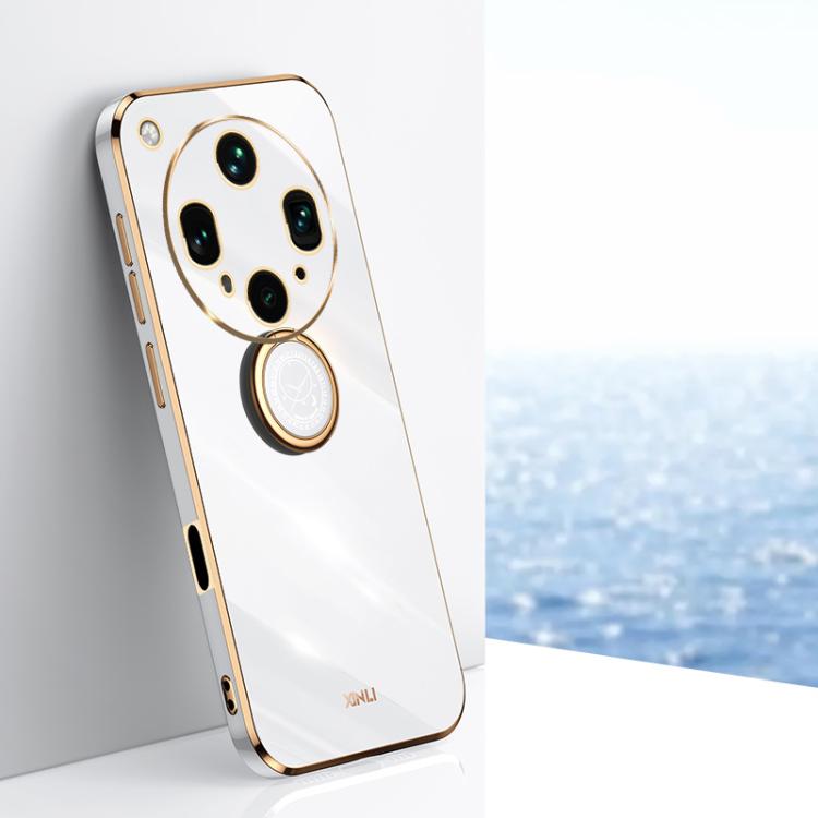 XINLI Straight Edge 6D Electroplate TPU Phone Case with Ring Holder