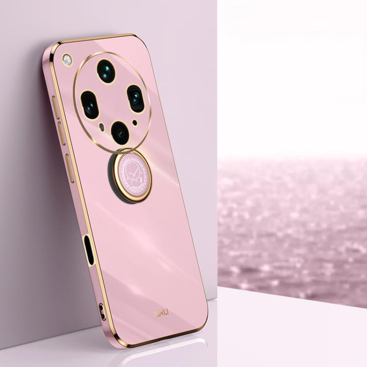 XINLI Straight Edge 6D Electroplate TPU Phone Case with Ring Holder