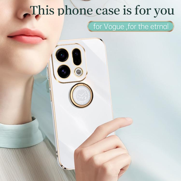 XINLI Straight Edge 6D Electroplate TPU Phone Case with Ring Holder