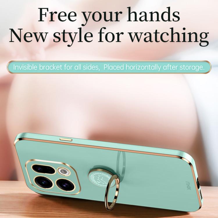 XINLI Straight Edge 6D Electroplate TPU Phone Case with Ring Holder