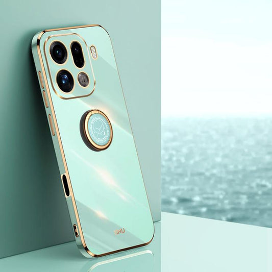XINLI Straight Edge 6D Electroplate TPU Phone Case with Ring Holder, For OPPO Find X9 Pro 5G, For OPPO Reno14 Pro 5G Global, For OPPO Reno14 5G Global