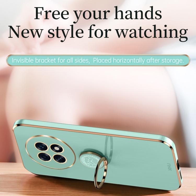 XINLI Straight Edge 6D Electroplate TPU Phone Case with Ring Holder