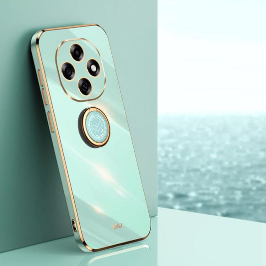 XINLI Straight Edge 6D Electroplate TPU Phone Case with Ring Holder, For OPPO A6 Pro 5G Global, For OPPO F31 5G Global, For OPPO A6 GT 5G
