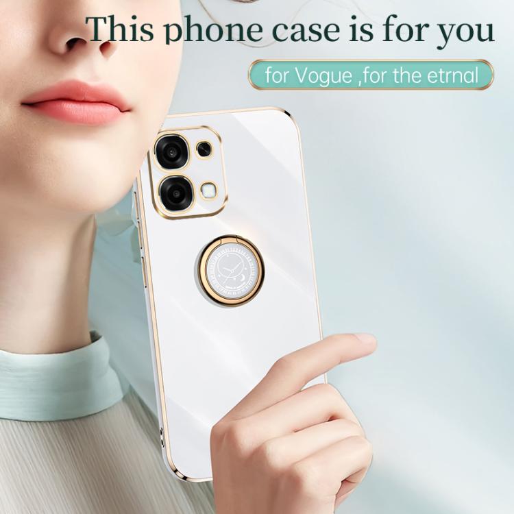 XINLI Straight Edge 6D Electroplate TPU Phone Case with Ring Holder, For OPPO F31 5G Global, For OPPO A6 GT 5G, For OPPO Find X9 Pro 5G