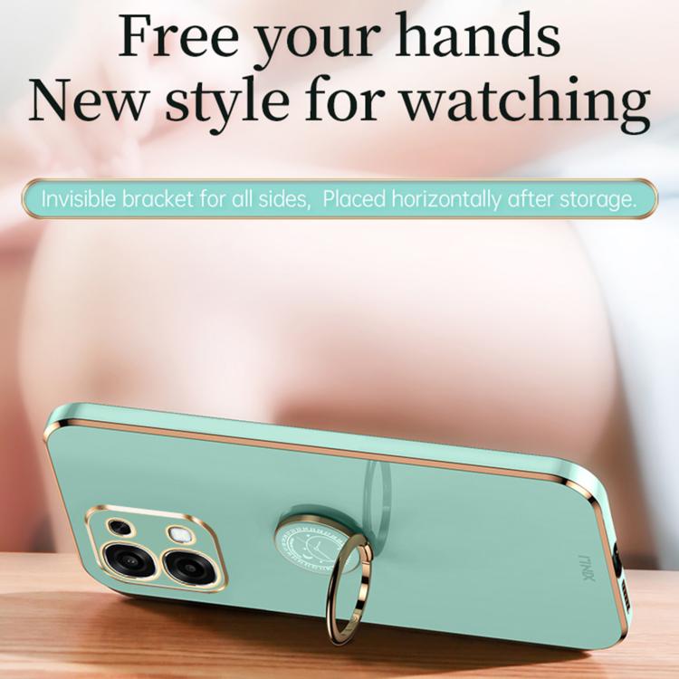 XINLI Straight Edge 6D Electroplate TPU Phone Case with Ring Holder, For OPPO F31 5G Global, For OPPO A6 GT 5G, For OPPO Find X9 Pro 5G