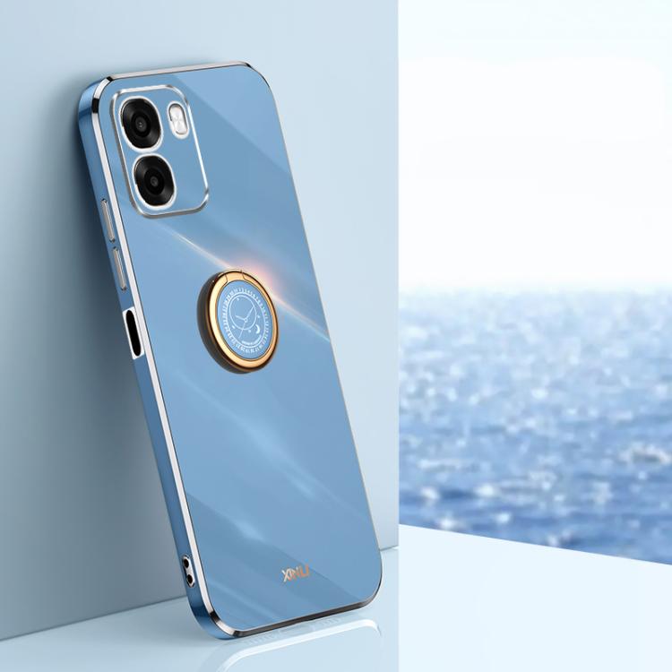 XINLI Straight Edge 6D Electroplate TPU Phone Case with Ring Holder, For OPPO A6s Pro 4G, For OPPO Reno15 F 5G Global, For OPPO A6x 4G / 5G Global
