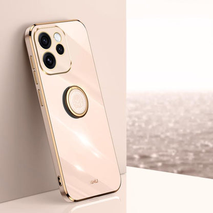 XINLI Straight Edge 6D Electroplate TPU Phone Case with Ring Holder, For OPPO A6s Pro 4G, For OPPO Reno15 F 5G Global, For OPPO A6x 4G / 5G Global