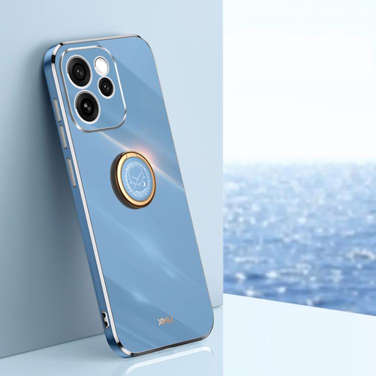 XINLI Straight Edge 6D Electroplate TPU Phone Case with Ring Holder, For OPPO A6s Pro 4G, For OPPO Reno15 F 5G Global, For OPPO A6x 4G / 5G Global