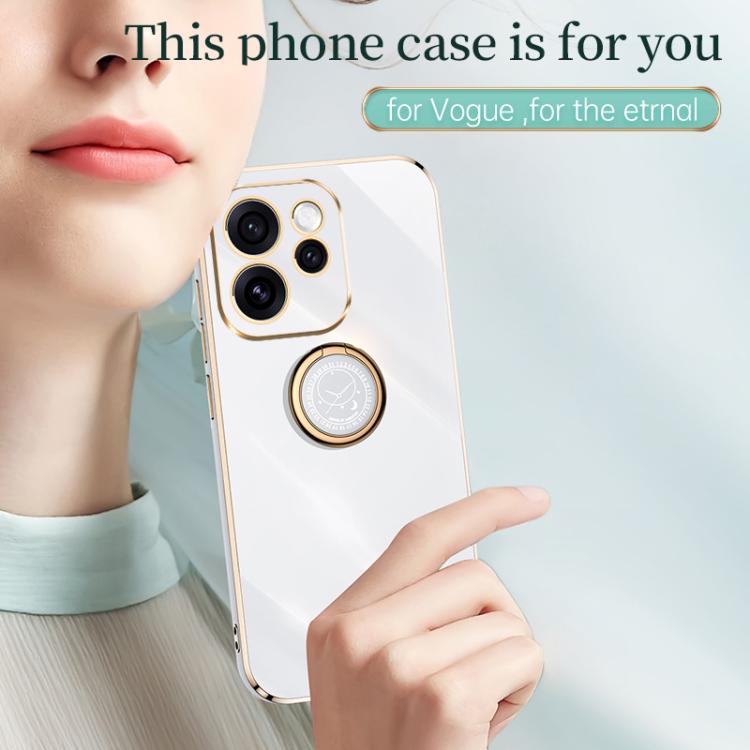 XINLI Straight Edge 6D Electroplate TPU Phone Case with Ring Holder, For OPPO Reno15 5G Global, For OPPO Find X9 5G, For OPPO A6 Pro 5G Global
