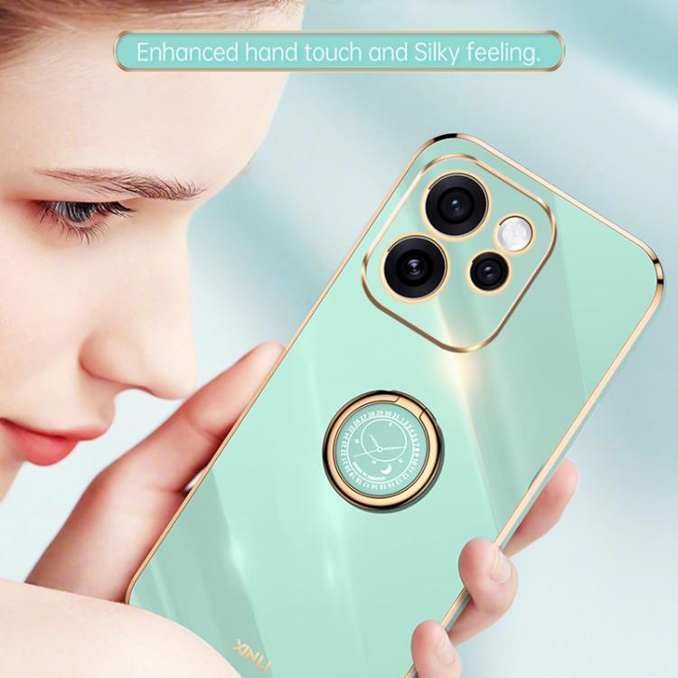 XINLI Straight Edge 6D Electroplate TPU Phone Case with Ring Holder, For OPPO Reno15 5G Global, For OPPO Find X9 5G, For OPPO A6 Pro 5G Global