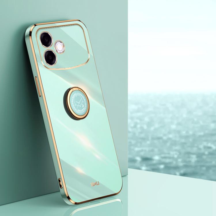 XINLI Straight Edge 6D Electroplate TPU Phone Case with Ring Holder, For OPPO A6s Pro 4G, For OPPO Reno15 F 5G Global, For OPPO A6x 4G / 5G Global
