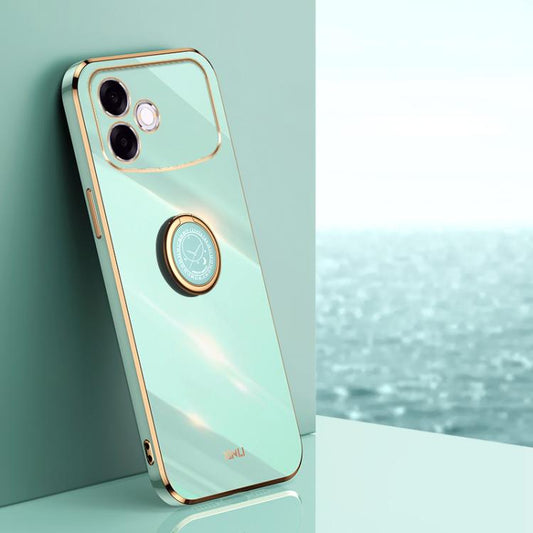 XINLI Straight Edge 6D Electroplate TPU Phone Case with Ring Holder, For OPPO A6s Pro 4G, For OPPO Reno15 F 5G Global, For OPPO A6x 4G / 5G Global