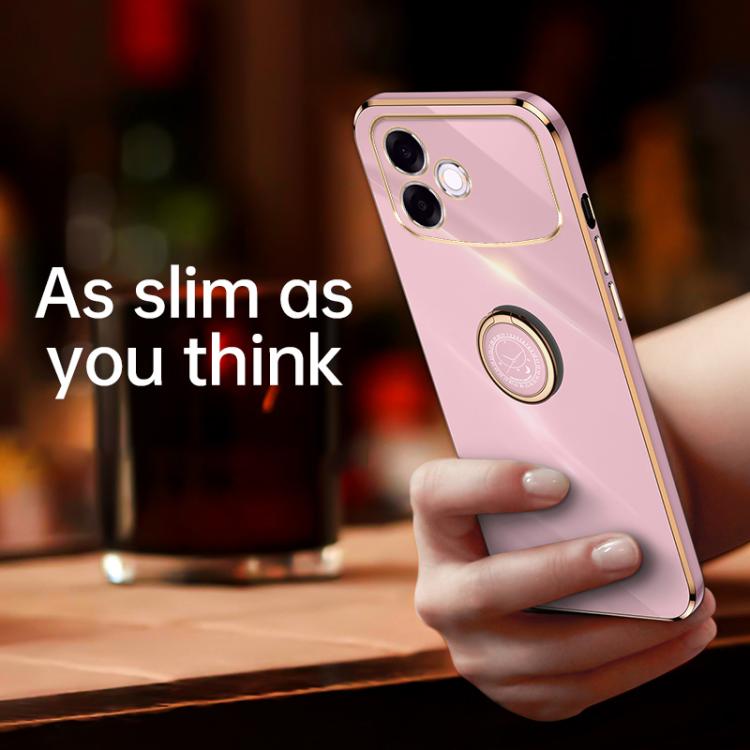 XINLI Straight Edge 6D Electroplate TPU Phone Case with Ring Holder, For OPPO A6s Pro 4G, For OPPO Reno15 F 5G Global, For OPPO A6x 4G / 5G Global