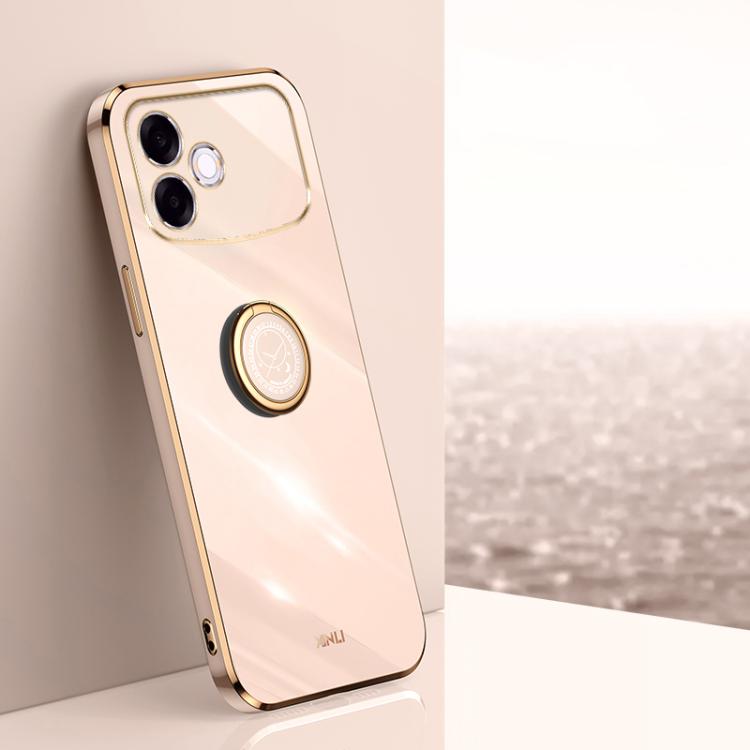 XINLI Straight Edge 6D Electroplate TPU Phone Case with Ring Holder, For OPPO A6s Pro 4G, For OPPO Reno15 F 5G Global, For OPPO A6x 4G / 5G Global
