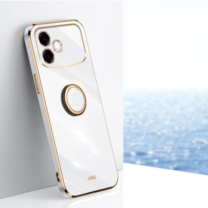 XINLI Straight Edge 6D Electroplate TPU Phone Case with Ring Holder, For OPPO A6s Pro 4G, For OPPO Reno15 F 5G Global, For OPPO A6x 4G / 5G Global