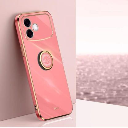 XINLI Straight Edge 6D Electroplate TPU Phone Case with Ring Holder, For OPPO A6s Pro 4G, For OPPO Reno15 F 5G Global, For OPPO A6x 4G / 5G Global