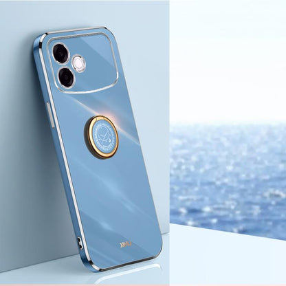 XINLI Straight Edge 6D Electroplate TPU Phone Case with Ring Holder, For OPPO A6s Pro 4G, For OPPO Reno15 F 5G Global, For OPPO A6x 4G / 5G Global