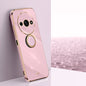 XINLI Straight 6D Plating Gold Edge TPU Shockproof Case with Ring Holder