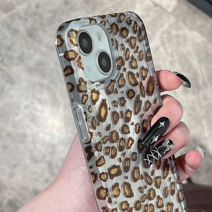 Feather Leopard Print Pattern Double-layer Acrylic+TPU Shockproof Phone Case