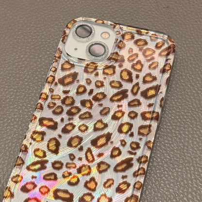 Feather Leopard Print Pattern Double-layer Acrylic+TPU Shockproof Phone Case