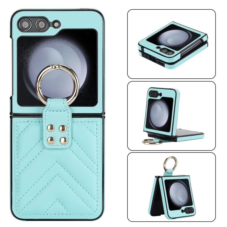 V-shaped PU Hybrid TPU Ring Holder Phone Case, For Samsung Galaxy Z Flip6 / Flip7 FE, For Samsung Galaxy Z Flip5