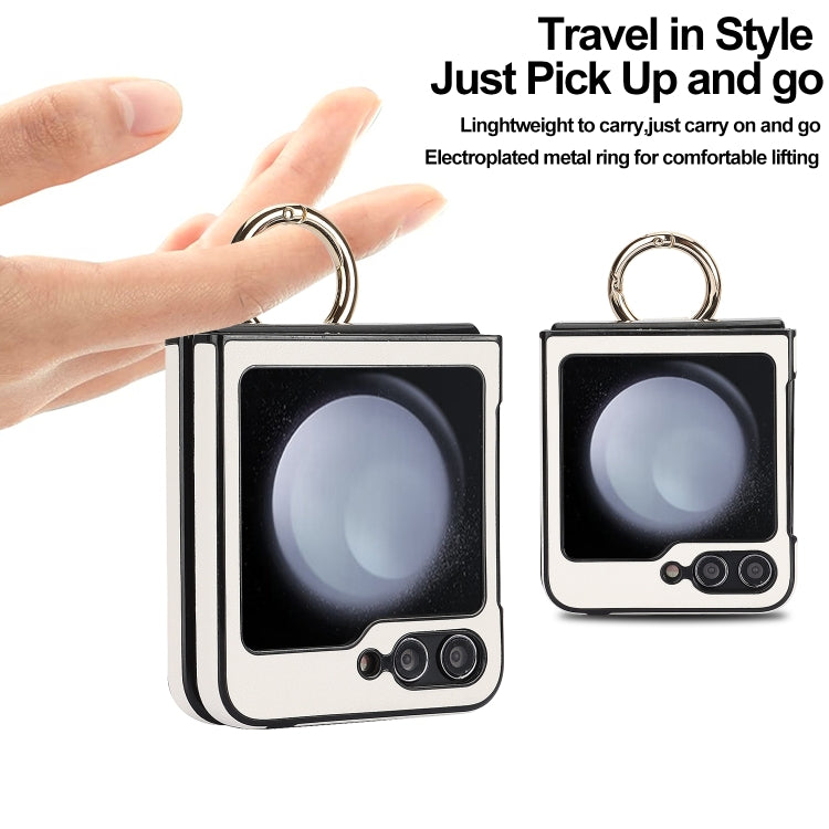 V-shaped PU Hybrid TPU Ring Holder Phone Case, For Samsung Galaxy Z Flip6 / Flip7 FE, For Samsung Galaxy Z Flip5