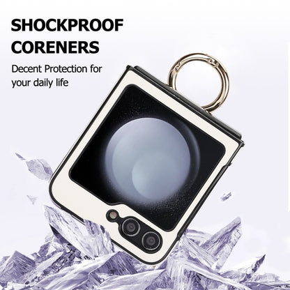 V-shaped PU Hybrid TPU Ring Holder Phone Case, For Samsung Galaxy Z Flip6 / Flip7 FE, For Samsung Galaxy Z Flip5