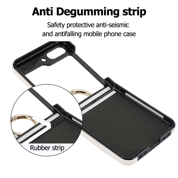 V-shaped PU Hybrid TPU Ring Holder Phone Case, For Samsung Galaxy Z Flip6 / Flip7 FE, For Samsung Galaxy Z Flip5