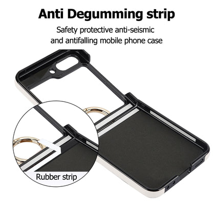 V-shaped PU Hybrid TPU Ring Holder Phone Case, For Samsung Galaxy Z Flip6 / Flip7 FE, For Samsung Galaxy Z Flip5