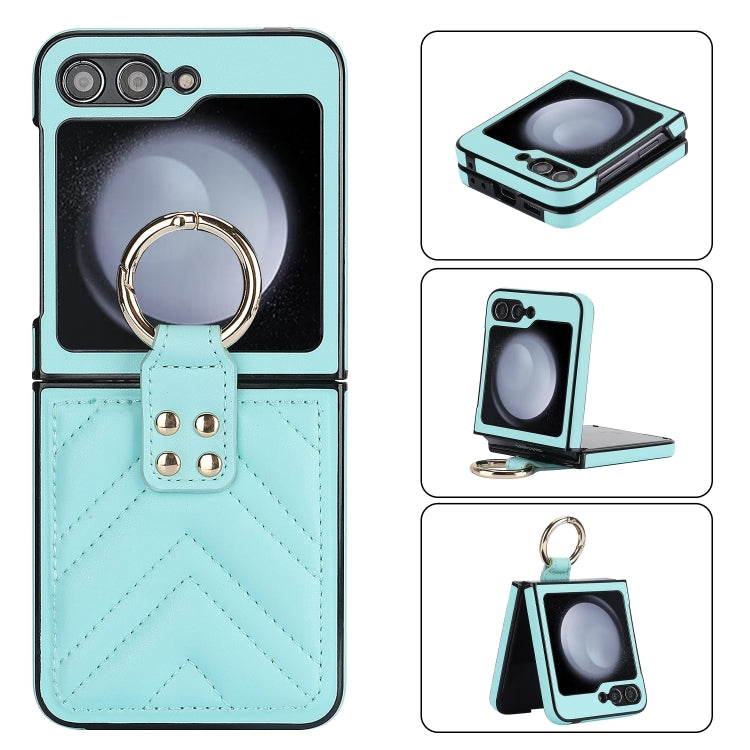 V-shaped PU Hybrid TPU Ring Holder Phone Case, For Samsung Galaxy Z Flip6 / Flip7 FE, For Samsung Galaxy Z Flip5
