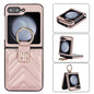 V-shaped PU Hybrid TPU Ring Holder Phone Case, For Samsung Galaxy Z Flip6 / Flip7 FE, For Samsung Galaxy Z Flip5