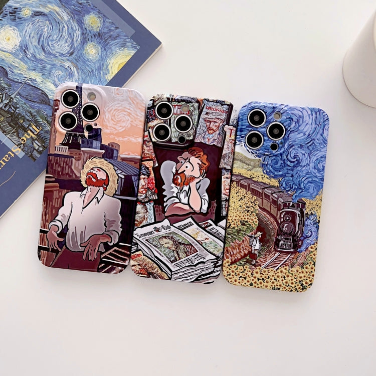 Precise Hole Oil Painting Glossy PC Phone Case, For iPhone 15 Pro Max, For iPhone 15 Pro, For iPhone 15 Plus, For iPhone 15