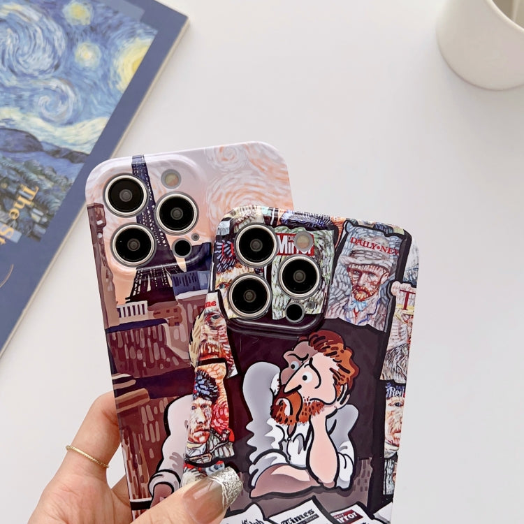 Precise Hole Oil Painting Glossy PC Phone Case, For iPhone 15 Pro Max, For iPhone 15 Pro, For iPhone 15 Plus, For iPhone 15