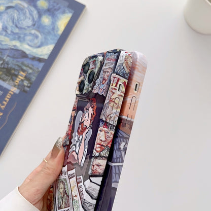 Precise Hole Oil Painting Glossy PC Phone Case, For iPhone 15 Pro Max, For iPhone 15 Pro, For iPhone 15 Plus, For iPhone 15