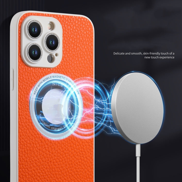 Litchi Texture MagSafe TPU Full Coverage Shockproof Phone Case