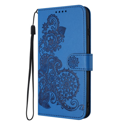 Datura Flower Embossed Flip Leather Phone Case, For iPhone 17e / 16e, For iPhone 17 Pro Max, For iPhone 17 Pro