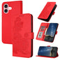 Datura Flower Embossed Flip Leather Phone Case, For iPhone 16 Pro, For iPhone 16 Plus, For iPhone 16