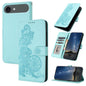 Datura Flower Embossed Flip Leather Phone Case, For iPhone 17, For iPhone Air, For iPhone 16 Pro Max